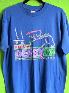 90s Vintage Churchill Downs Kentucky Derby 118 Horse Racing Tee